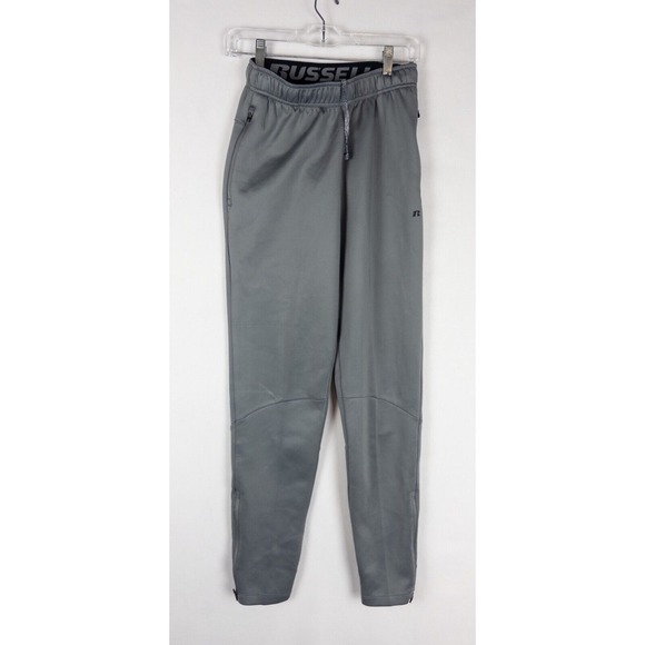 Russell Athletics Sweatpants Gray Dri Power 360 Pockets Drawstring Ankle Zipper - Picture 1 of 12